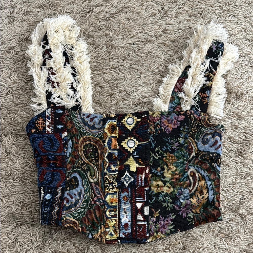 Jaded London boho fringe festival top 0 (broken zipper)